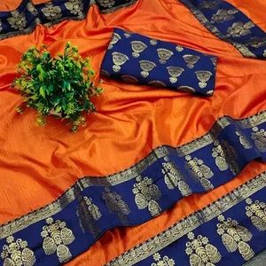 Art Silk Orange Colour Saree