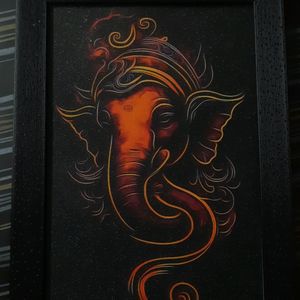 Ganesh Ji Wall Potrait Hanger Sparkling Background