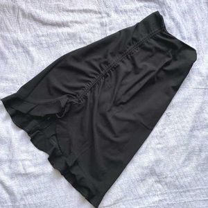 Side Ruched Black Y2k Midi Skirt Korean