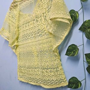 Lime Color Net Top