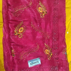 Brand New Party Wear Pink Chiffon Saree