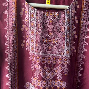 Maroon Print Kurta