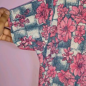 Flower Print Net Top