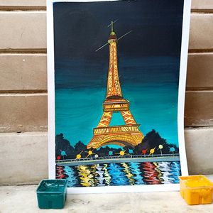 Eiffel Tower Painting On A4 Sheet