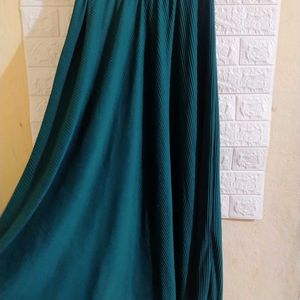 High-rise Dark Green A-Line Pleated Skirt