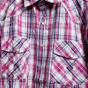 Pink White Checks Shirt