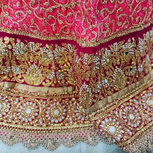 Pink Orange Heavy Embroidery Rahwari Lahenga