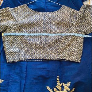 Gold Embroidered Navy Blue Lehenga Choli