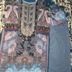 Pakistani Concept Cotton Self Embroidered Kurtaset