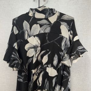 Black Printed Floral Top