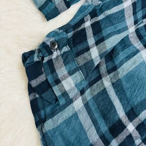 Blue Checks Shirt And Crop Top Combo