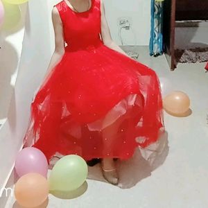 Red Gown With Neck Choli