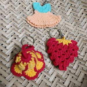 Set Of 3 Crochet Keychains