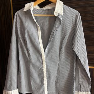 Blue Check Shirt With White Lining Stripes