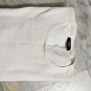 A Woolen White Full Hand Sweat T-Shirt