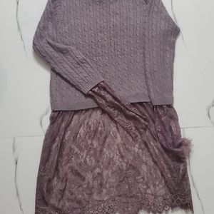 Lavender Woollen Sweater With Net