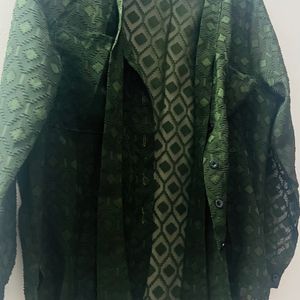 Dark green sheer shirt Formal Wear