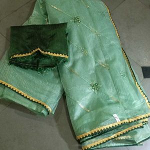 Organza New Saree With Blouse Piece