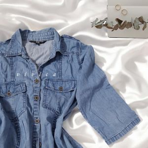 Women Denim shirt dress L size