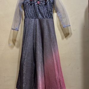 Grey Shimmer Party wear Long Frock Size L