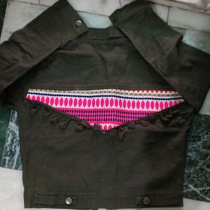 Olive green denim jacket