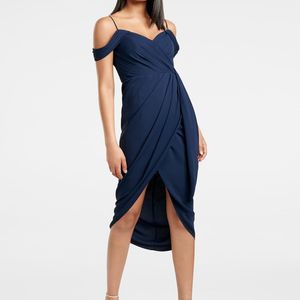 Forever New Women Navy Blue Wrap Dress