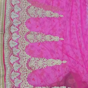 Green And Light Pink Saree