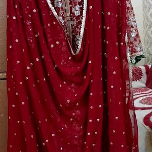 Red Upper With Dupatta