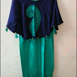 Cyan Kurti With Cape