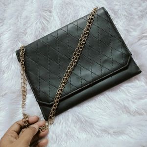 Black Leather Sling Bag