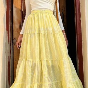 Yellow Detailed Maxi Skirt