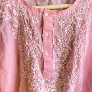 Baby pink short chikankari kurti 🎀