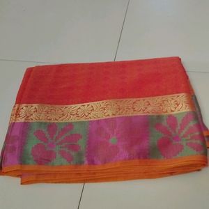 Light Orange Silk Cotton Saree...