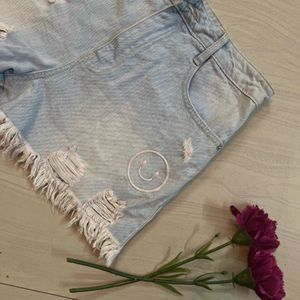 Denim Smiley Short