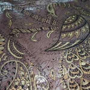 Mauve Silk Saree Peacock Elephant Motifs