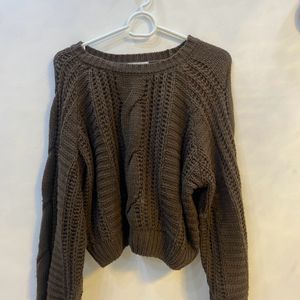 Brown Cute Crop Top For Winters