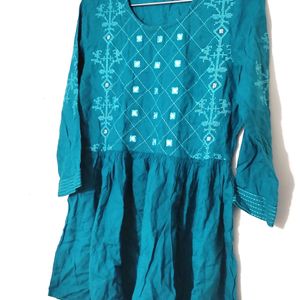 Nitwan Teal Embroidered  Kurta