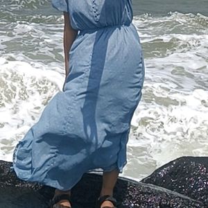 Sky Blue Dress Full Length For Summer Wear