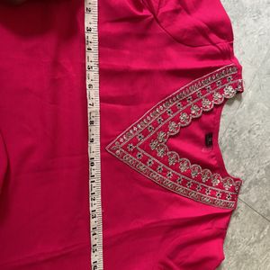 Pink V Neck Kurti