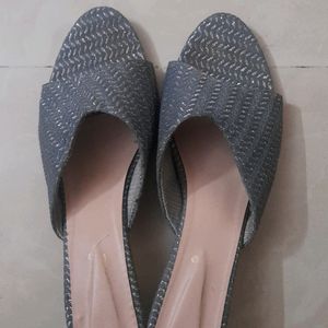 Grey With Silver Coating Heels