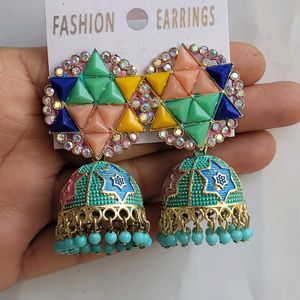 2 Jhumka Set Multicolor