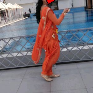 Orange Punjabi Suit In Pure Georgette