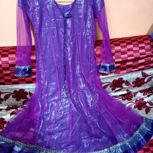 Ethnic Purple Net Frock