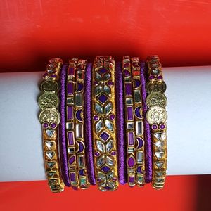 Silk Thread Kundan Bangles