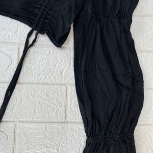 Black Drawstring Crop Top