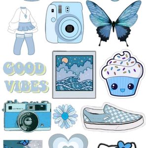 Blue Shades Aesthetic Stickers Set Of 30