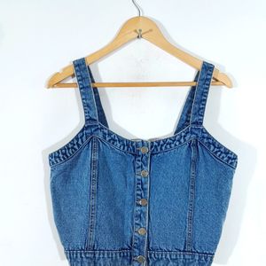 Mid Blue Denim Crop Top (Women's)