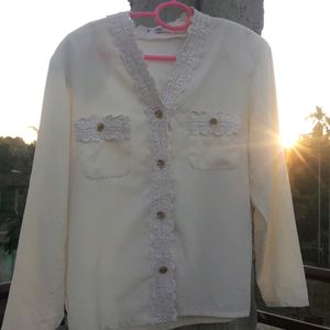 Women White Creme Color Shirt L Size