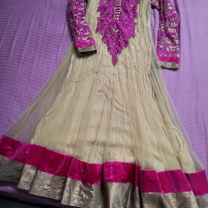 Flared Beige Pink Gown Or Anarkali