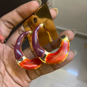 Orange Purple Gold earrings